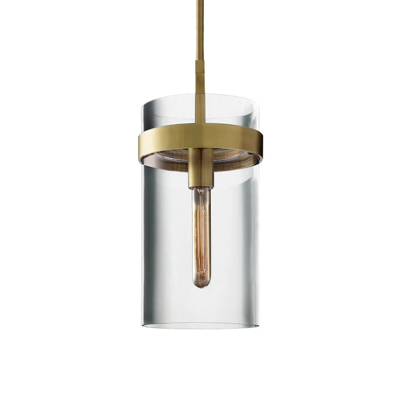 Messing cilinder plafond hanglamp postmodern 1-lichts helder glazen hanglampset Clearhalo