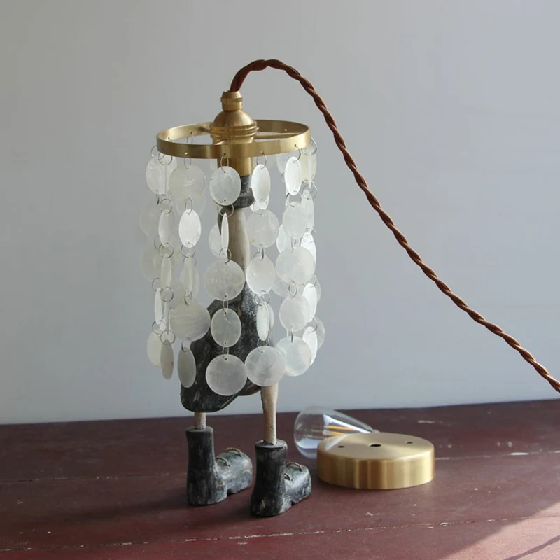 Messing cirkel hanglamp Coastal Metal 1-lichts eetkamer hanglamp met schelpdecor Clearhalo