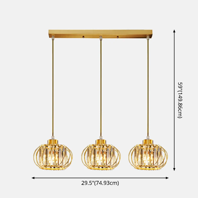 Messing Globe hanglamp moderne stijl kristallen hangende plafondlantaarn voor diner Clearhalo