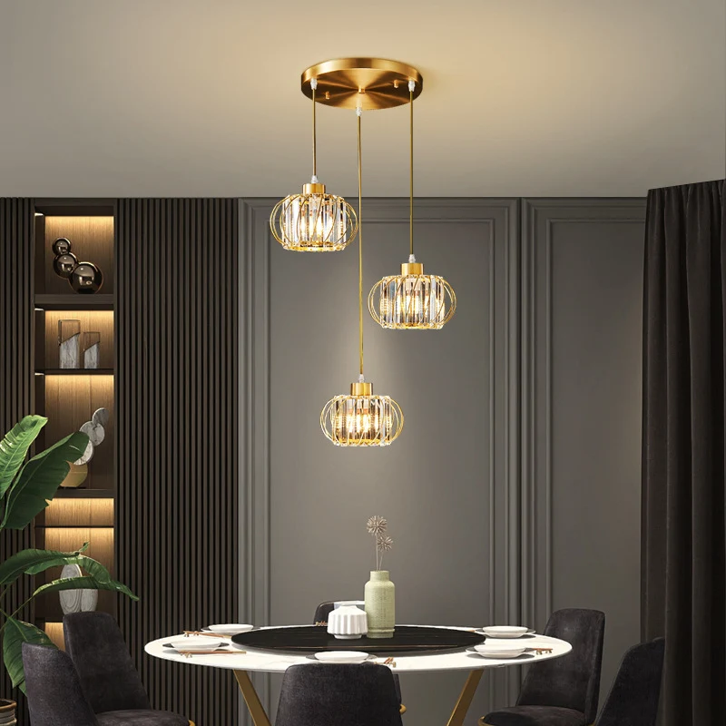 Messing Globe hanglamp moderne stijl kristallen hangende plafondlantaarn voor diner Clearhalo