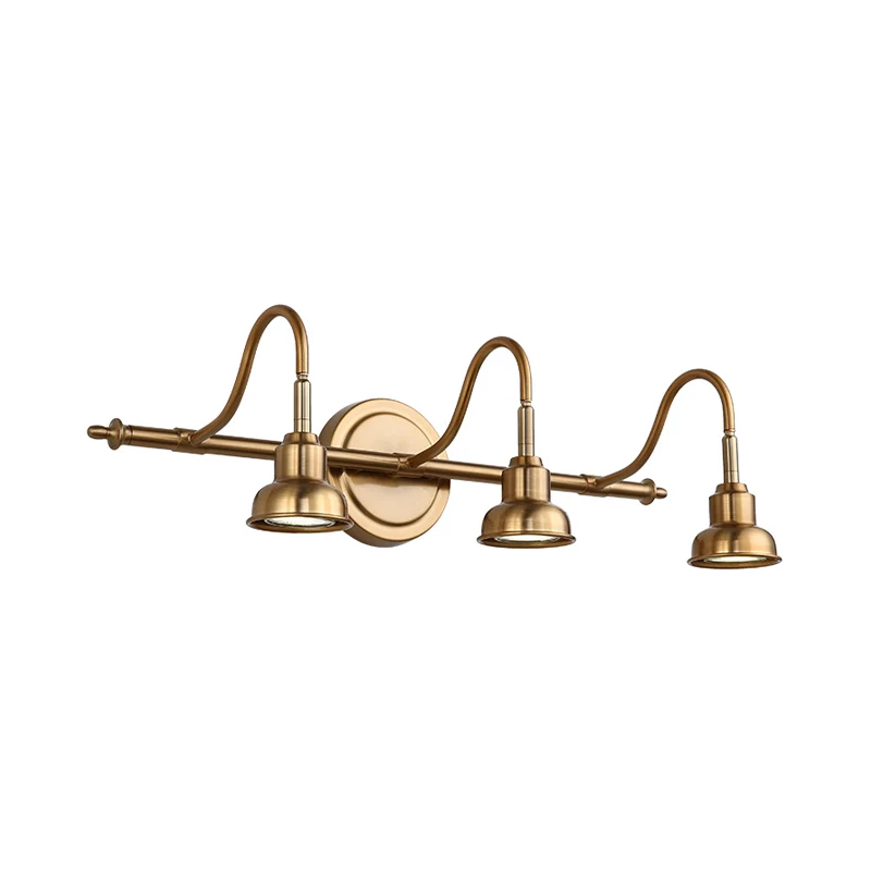 Messing lineaire LED-ijdelheidverlichting Traditionele metalen 2/3/4-lichts badkamer wandkandelaar Clearhalo