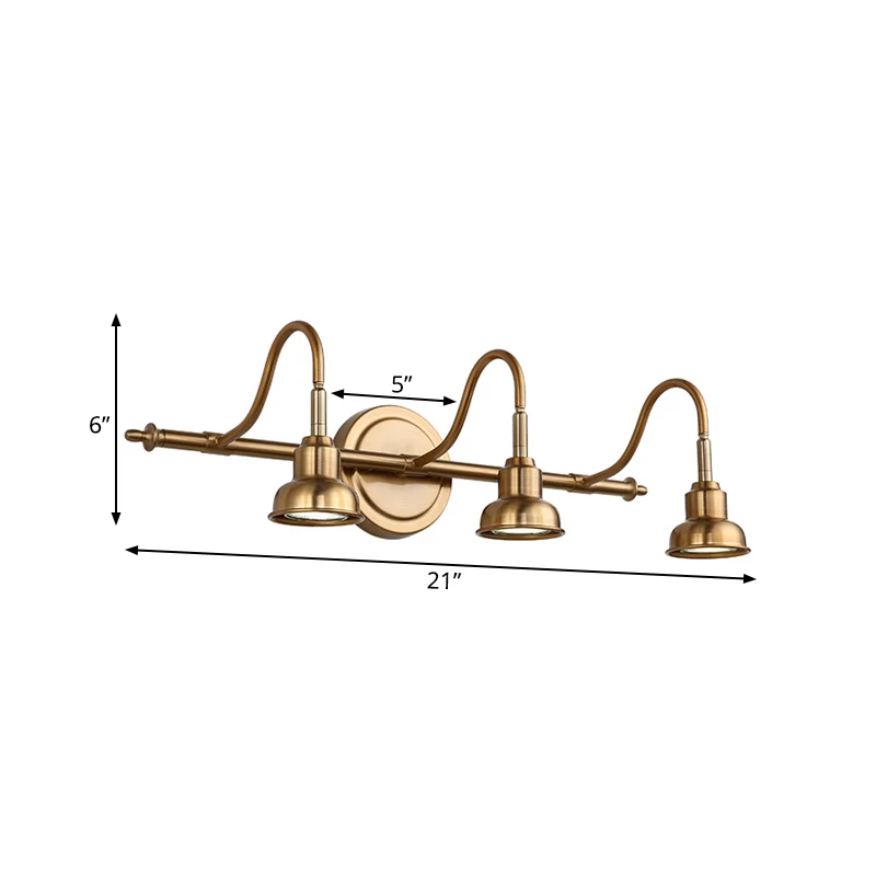 Messing lineaire LED-ijdelheidverlichting Traditionele metalen 2/3/4-lichts badkamer wandkandelaar Clearhalo