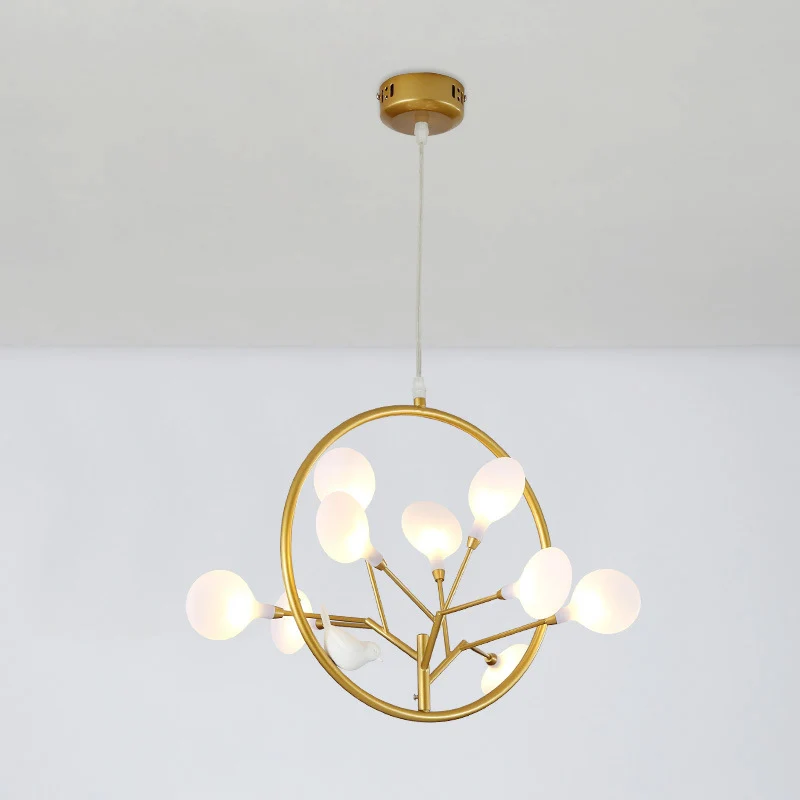 Messing tak kroonluchter hanglamp postmoderne metalen LED-hanglampset, warm/wit licht Clearhalo