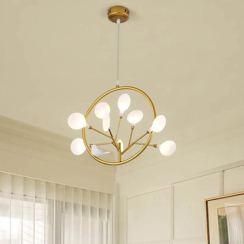 Messing tak kroonluchter hanglamp postmoderne metalen LED-hanglampset, warm/wit licht Clearhalo
