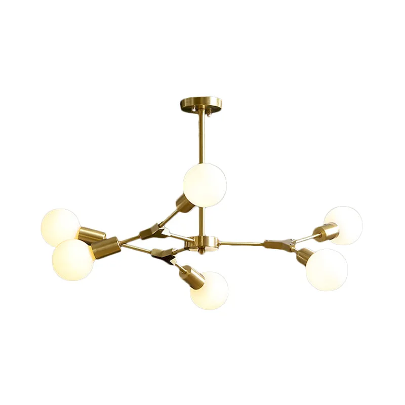 Messing vertakte draaibare semi-inbouw modernisme 6-kops metalen plafondlamp met open lampontwerp Clearhalo