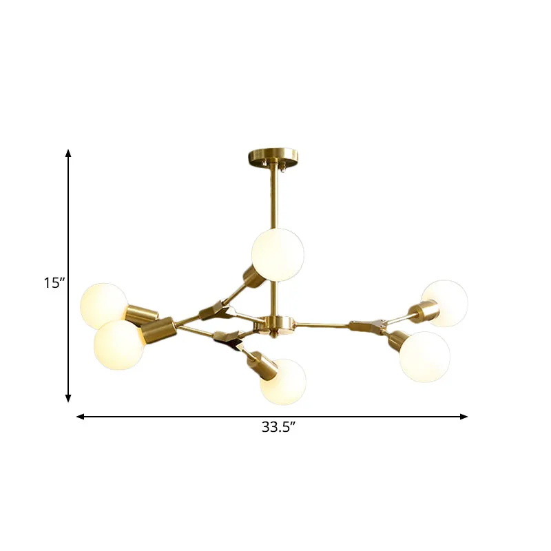 Messing vertakte draaibare semi-inbouw modernisme 6-kops metalen plafondlamp met open lampontwerp Clearhalo