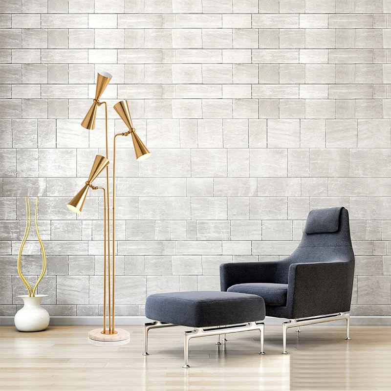 Messing zandloper leesvloerlamp modern 3-lichts metallic opstaand licht voor woonkamer Clearhalo