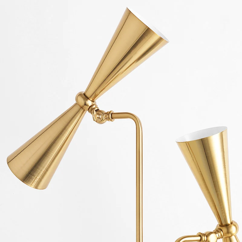 Messing zandloper leesvloerlamp modern 3-lichts metallic opstaand licht voor woonkamer Clearhalo