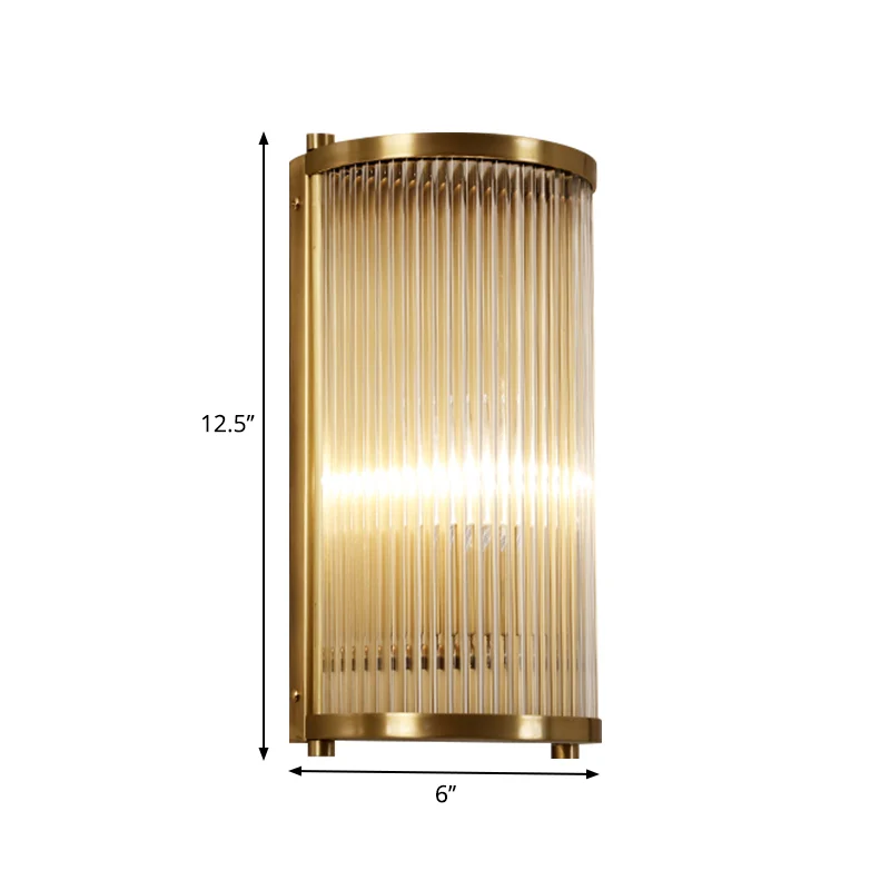 Messing/zwarte afwerking Halfcilindrische wandlamp Midden van de eeuw Metalen 1/2-kops wandgemonteerde lichtarmatuur Clear...