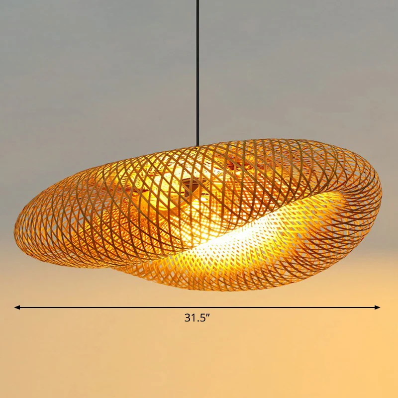 Met de hand bewerkte hangende plafondlamp Nieuwigheid Modern Bamboe 1 Lamp Beige Hanglamp Clearhalo