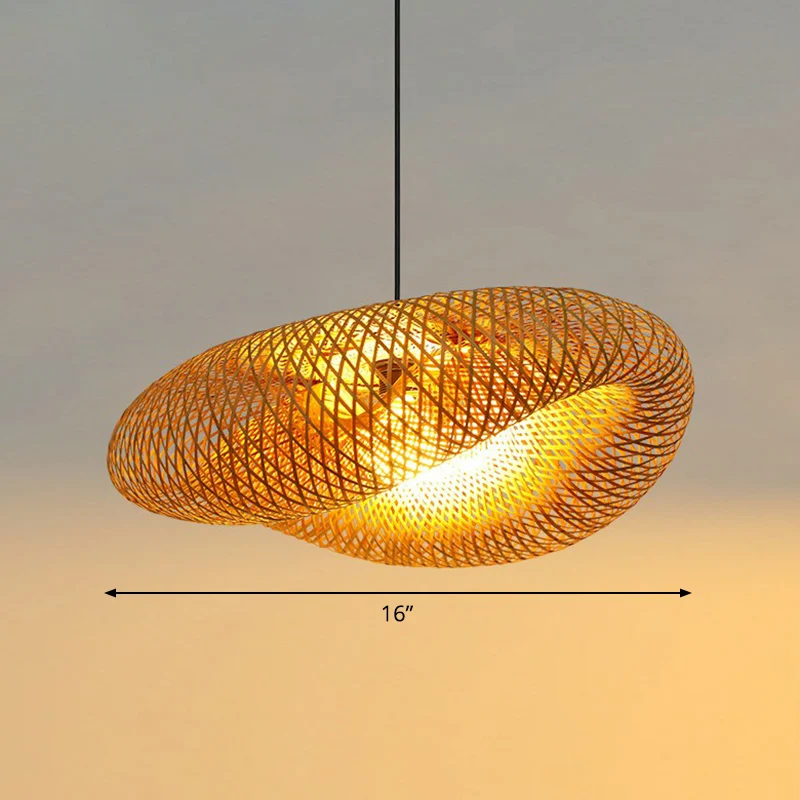 Met de hand bewerkte hangende plafondlamp Nieuwigheid Modern Bamboe 1 Lamp Beige Hanglamp Clearhalo