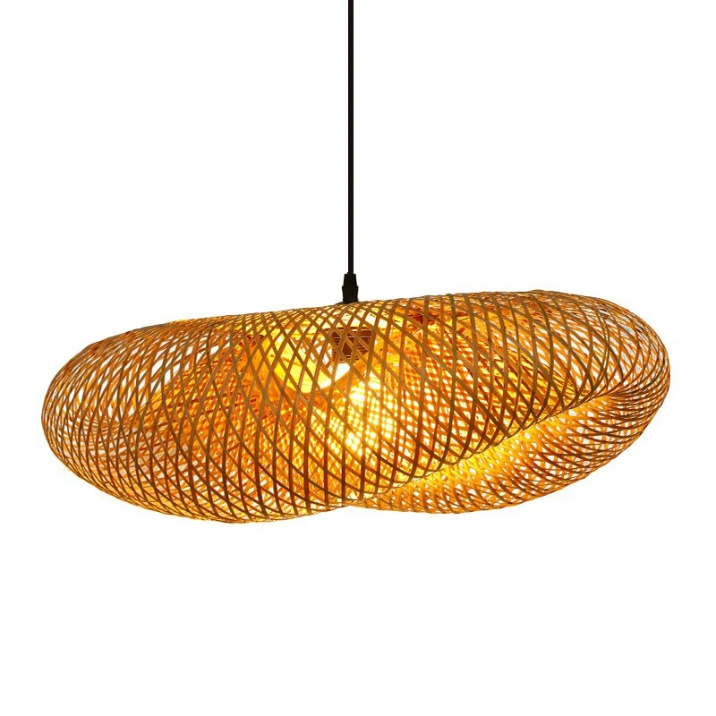 Met de hand bewerkte hangende plafondlamp Nieuwigheid Modern Bamboe 1 Lamp Beige Hanglamp Clearhalo