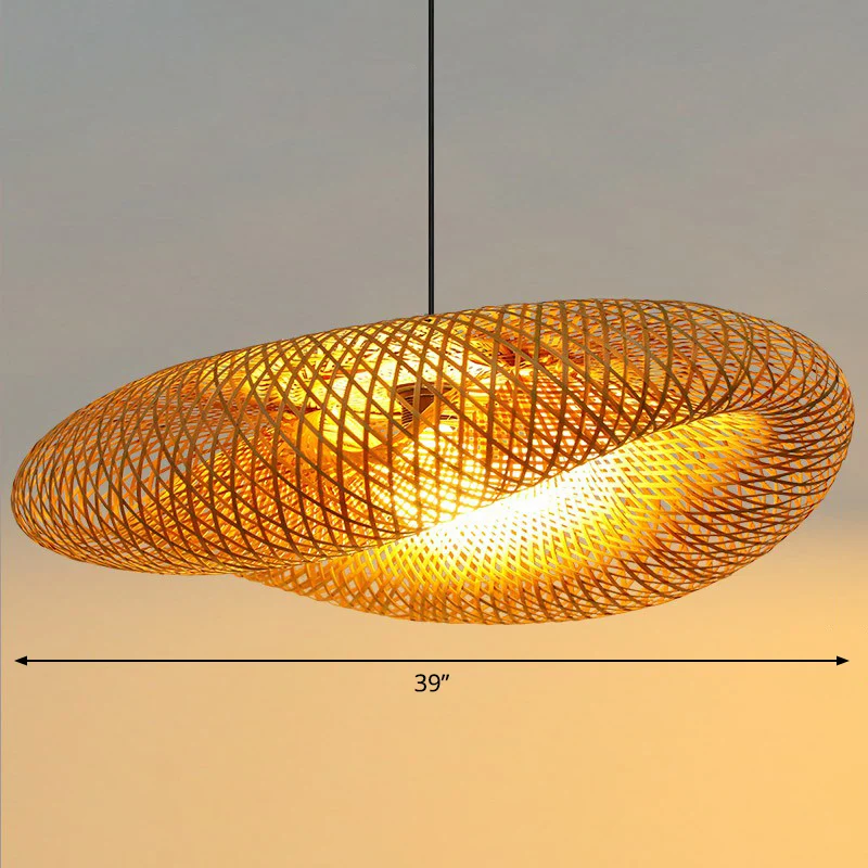 Met de hand bewerkte hangende plafondlamp Nieuwigheid Modern Bamboe 1 Lamp Beige Hanglamp Clearhalo