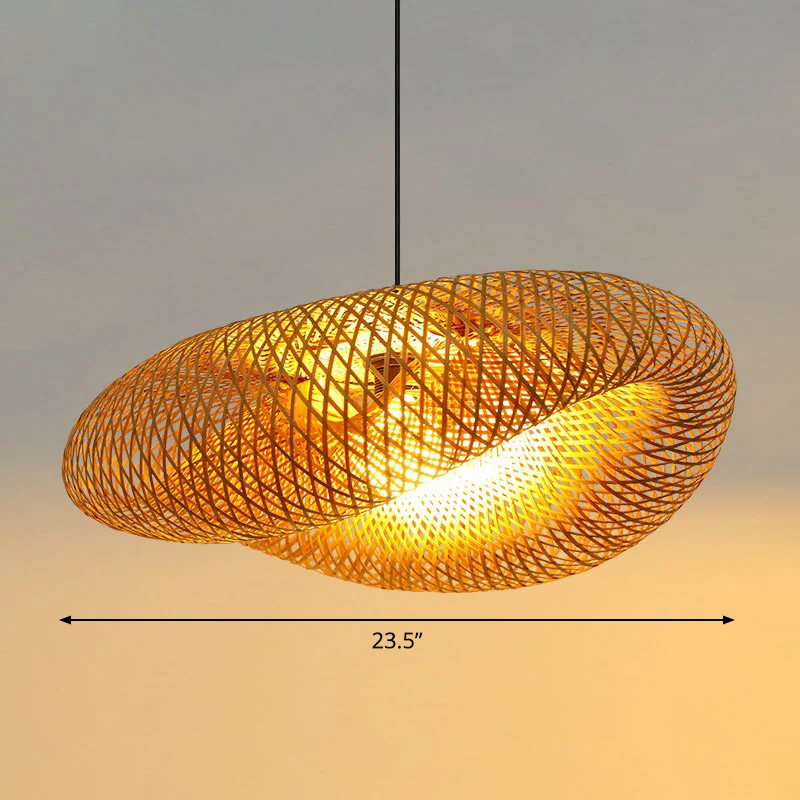 Met de hand bewerkte hangende plafondlamp Nieuwigheid Modern Bamboe 1 Lamp Beige Hanglamp Clearhalo