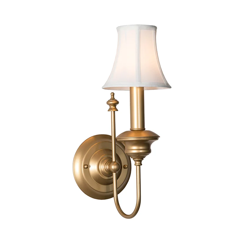Metaal goud schans licht armatuur bel schaduw 1-lichts rustieke wandgemonteerde verlichting voor slaapkamer Clearhalo