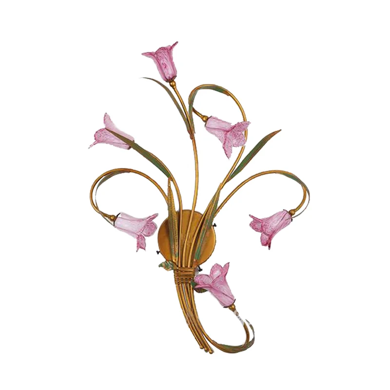 Metaal goud schanslamp Lily 6 hoofden romantische pastorale wandverlichting voor woonkamer Clearhalo