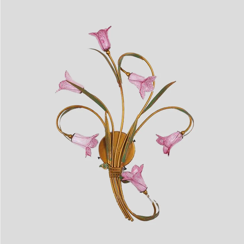 Metaal goud schanslamp Lily 6 hoofden romantische pastorale wandverlichting voor woonkamer Clearhalo