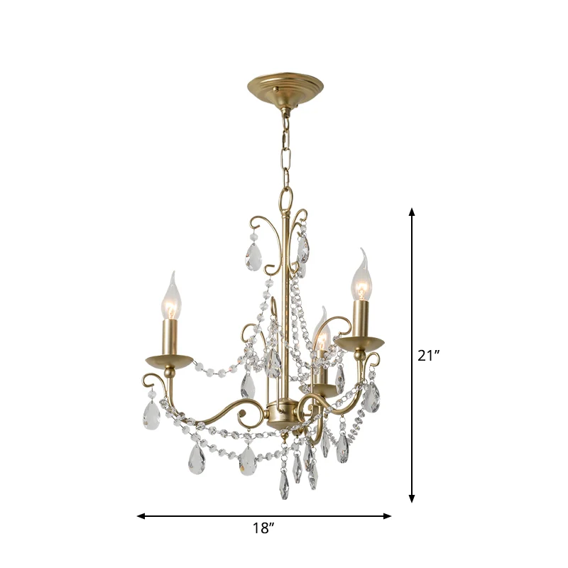 Metaal goudkleurige kroonluchter kandelaar Victoriaanse stijl hanglamp met kristallen accenten Clearhalo