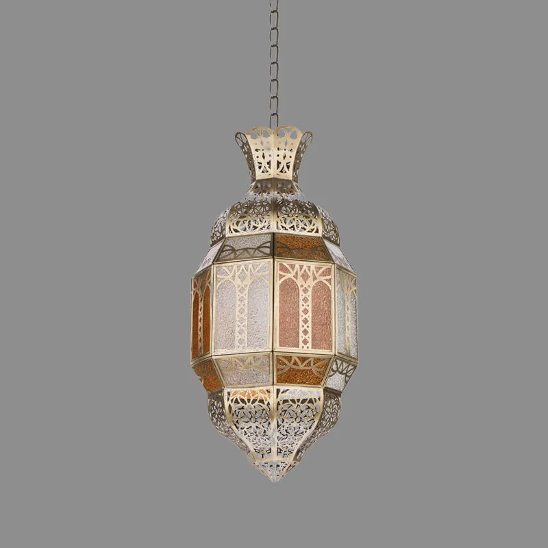 Metaal-messing afwerking Hangende verlichting Lantaarn Traditionele plafondhanglamp met 1 kop Clearhalo