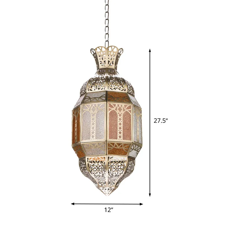 Metaal-messing afwerking Hangende verlichting Lantaarn Traditionele plafondhanglamp met 1 kop Clearhalo