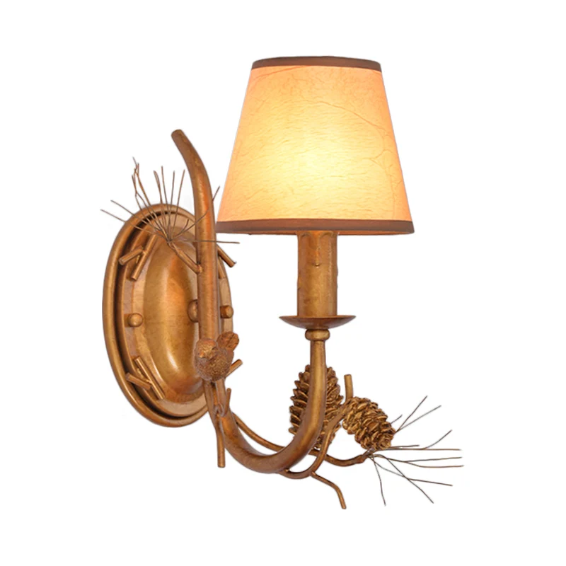 Metal Cone Sconce Lighting Vintage 1-lichts binnenwandgemonteerde lamp brons met vogelaccent Clearhalo