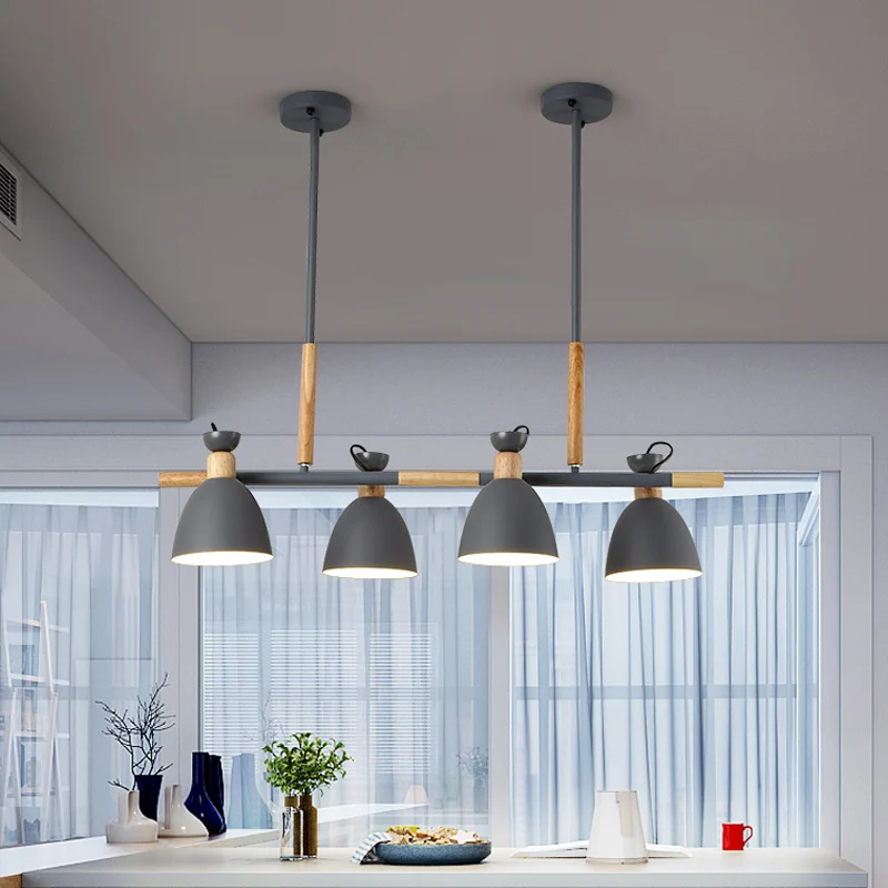 Metal Dome Shade Island kroonluchter 4-kops hangende hanglamp Scandinavische stijl groen/grijs/wit Clearhalo