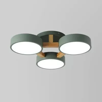Metal Drum Semi Inbouw Licht Woonkamer 3 Hoofden Macaron Loft Plafondlamp Clearhalo