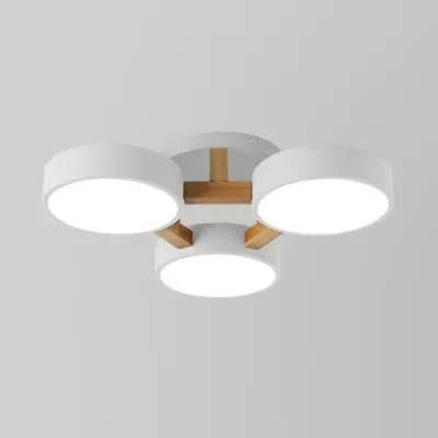 Metal Drum Semi Inbouw Licht Woonkamer 3 Hoofden Macaron Loft Plafondlamp Clearhalo