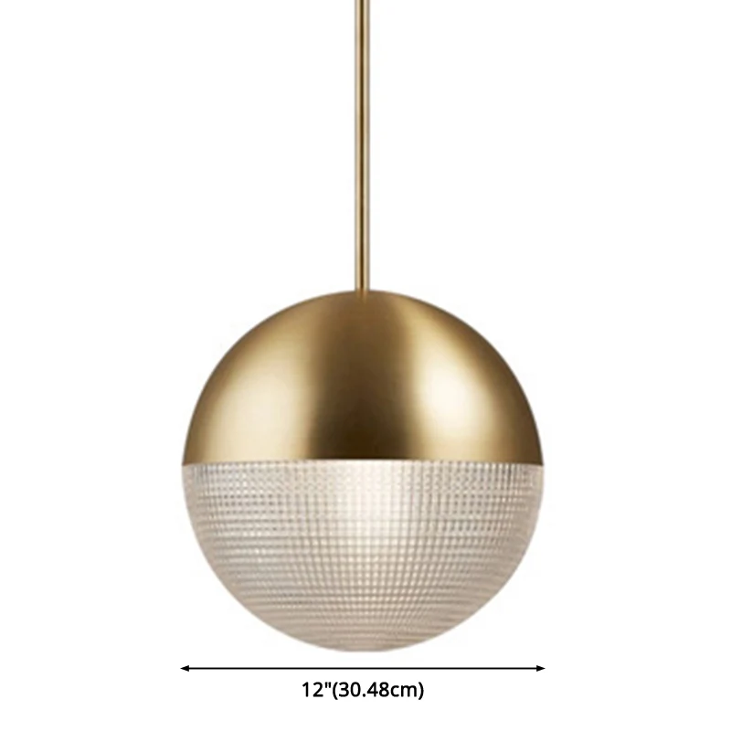 Metalen 1-lichts hanglamp, moderne bolvormige prismatische glazen hanglamp uit het midden van de eeuw Clearhalo