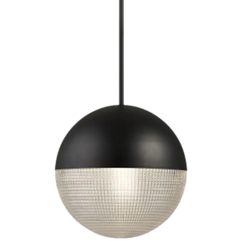 Metalen 1-lichts hanglamp, moderne bolvormige prismatische glazen hanglamp uit het midden van de eeuw Clearhalo