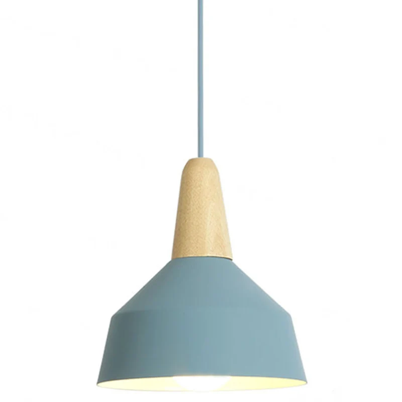 Metalen 1-lichts hanglamp Scandinavische stijl restaurant plafondhanglamp met houten blad Clearhalo