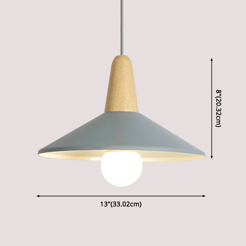 Metalen 1-lichts hanglamp Scandinavische stijl restaurant plafondhanglamp met houten blad Clearhalo