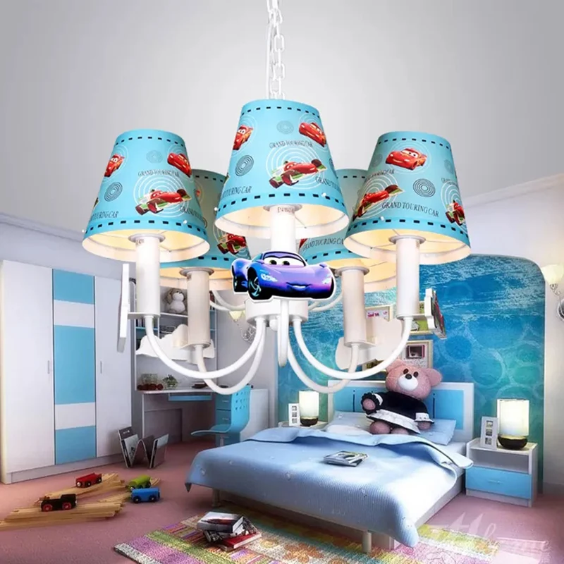 Metalen autohanglamp Vijf lampen Moderne stijl kroonluchter blauw voor jongensslaapkamer Clearhalo