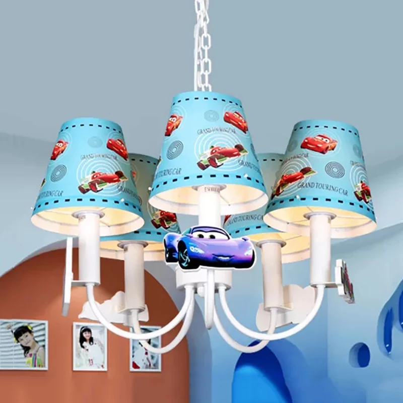 Metalen autohanglamp Vijf lampen Moderne stijl kroonluchter blauw voor jongensslaapkamer Clearhalo