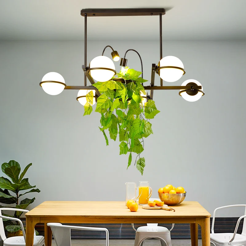Metalen Black Island-verlichtingsarmatuur Vintage metalen bol Plant hangende plafondlamp voor keuken Clearhalo
