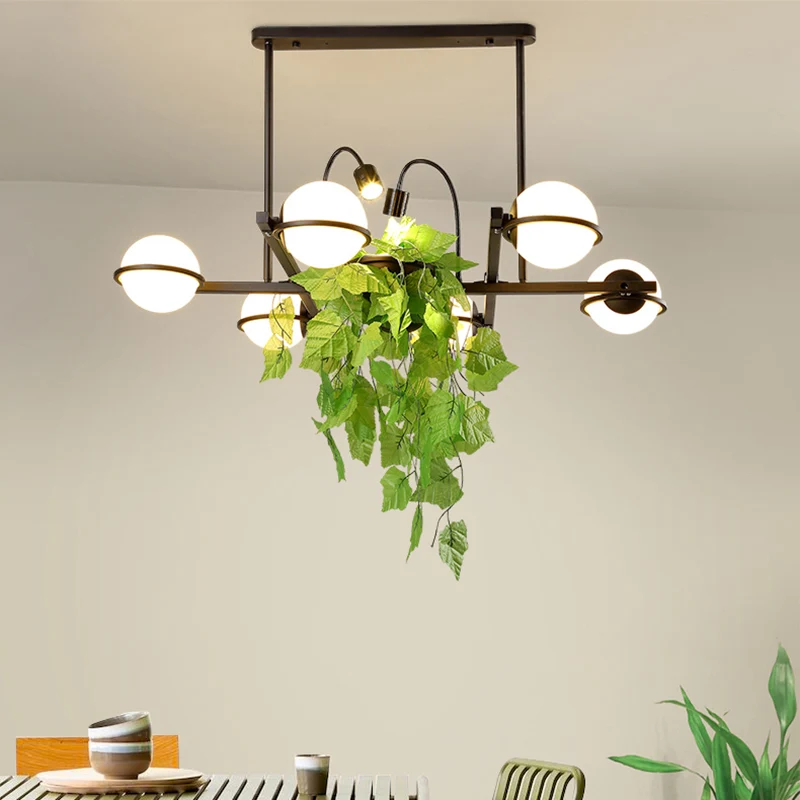 Metalen Black Island-verlichtingsarmatuur Vintage metalen bol Plant hangende plafondlamp voor keuken Clearhalo