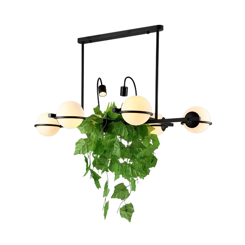 Metalen Black Island-verlichtingsarmatuur Vintage metalen bol Plant hangende plafondlamp voor keuken Clearhalo