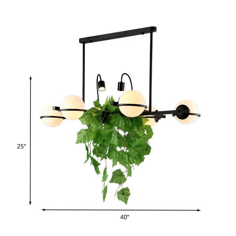 Metalen Black Island-verlichtingsarmatuur Vintage metalen bol Plant hangende plafondlamp voor keuken Clearhalo