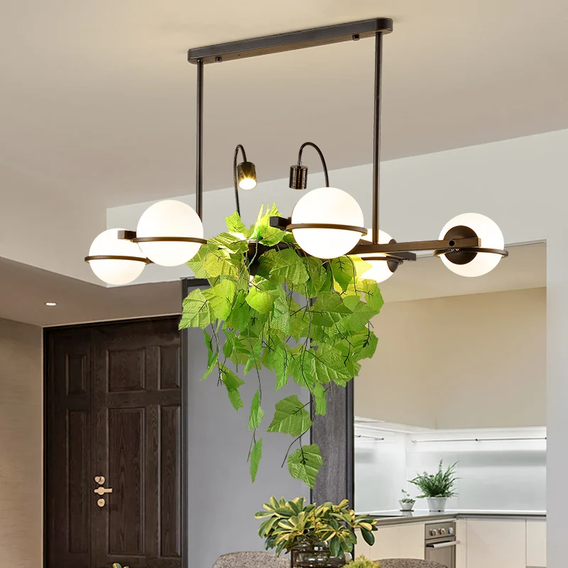 Metalen Black Island-verlichtingsarmatuur Vintage metalen bol Plant hangende plafondlamp voor keuken Clearhalo