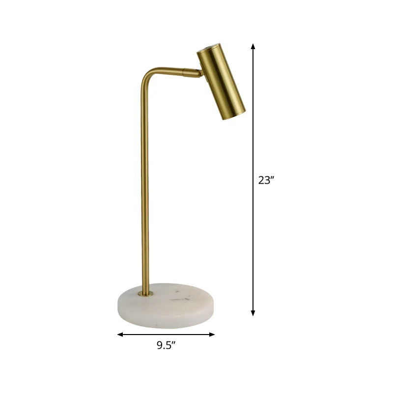 Metalen buisvormige nachttafelverlichting Post-moderne 1-lamp gouden nachtkastjelamp met schuine arm voor studeerkamer Cle...
