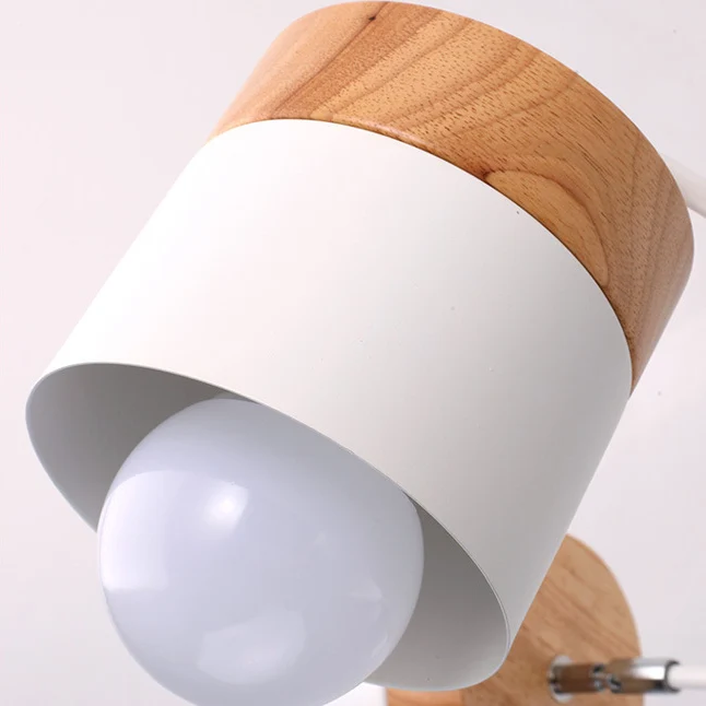 Metalen cilindrische plafondverlichting Scandinavische stijl 3-kops woonkamer semi-inbouw kroonluchter met houten kap wit...
