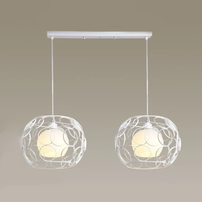 Metalen Cirkels Design Hanglamp Industrieel 2 Lampen Hanglamp Voor Binnen met Glazen Binnenkap en Draadframe Zwart/Wit Cle...