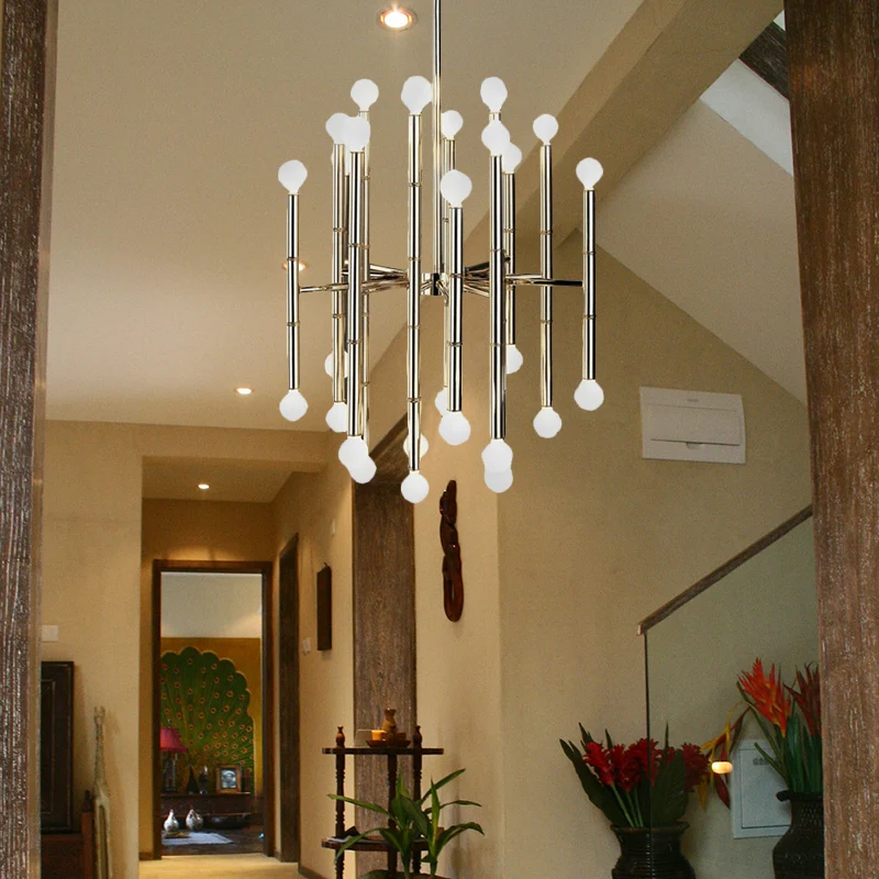 Metalen fluit hangende kroonluchter modern 30 lampen zwart/zilver/goud hanglamp voor woonkamer Clearhalo