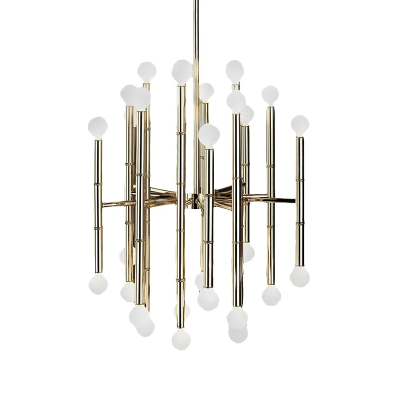 Metalen fluit hangende kroonluchter modern 30 lampen zwart/zilver/goud hanglamp voor woonkamer Clearhalo