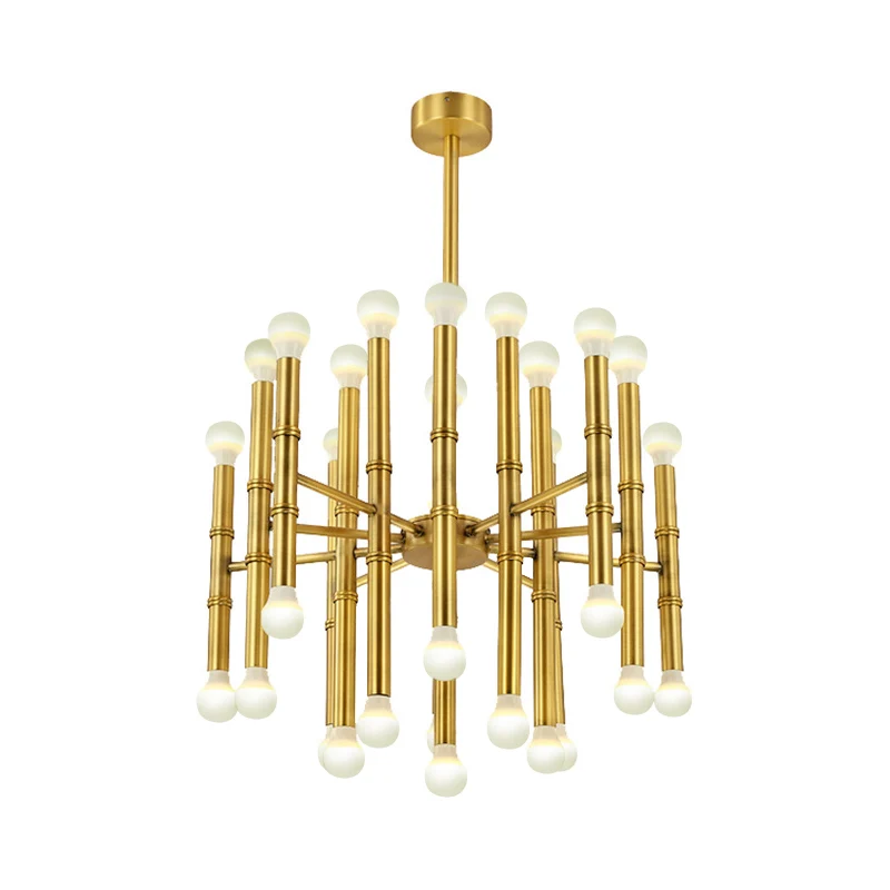 Metalen fluit hangende kroonluchter modern 30 lampen zwart/zilver/goud hanglamp voor woonkamer Clearhalo