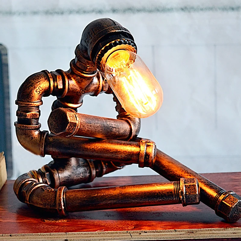 Metalen gekruiste robottaaklamp Vintage 1 lamp studeerkamer nachtkastje licht roest Clearhalo