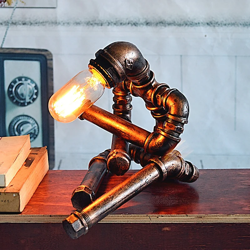 Metalen gekruiste robottaaklamp Vintage 1 lamp studeerkamer nachtkastje licht roest Clearhalo
