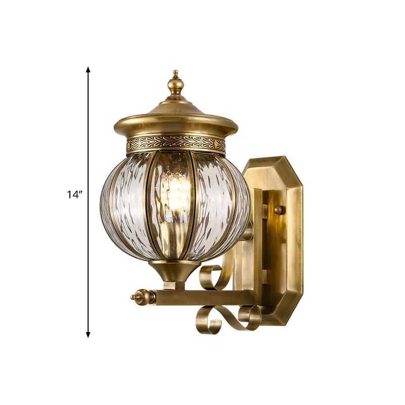 Metalen gouden schanslamp Global 1-kops traditionele wandmontagelamp voor veranda Clearhalo