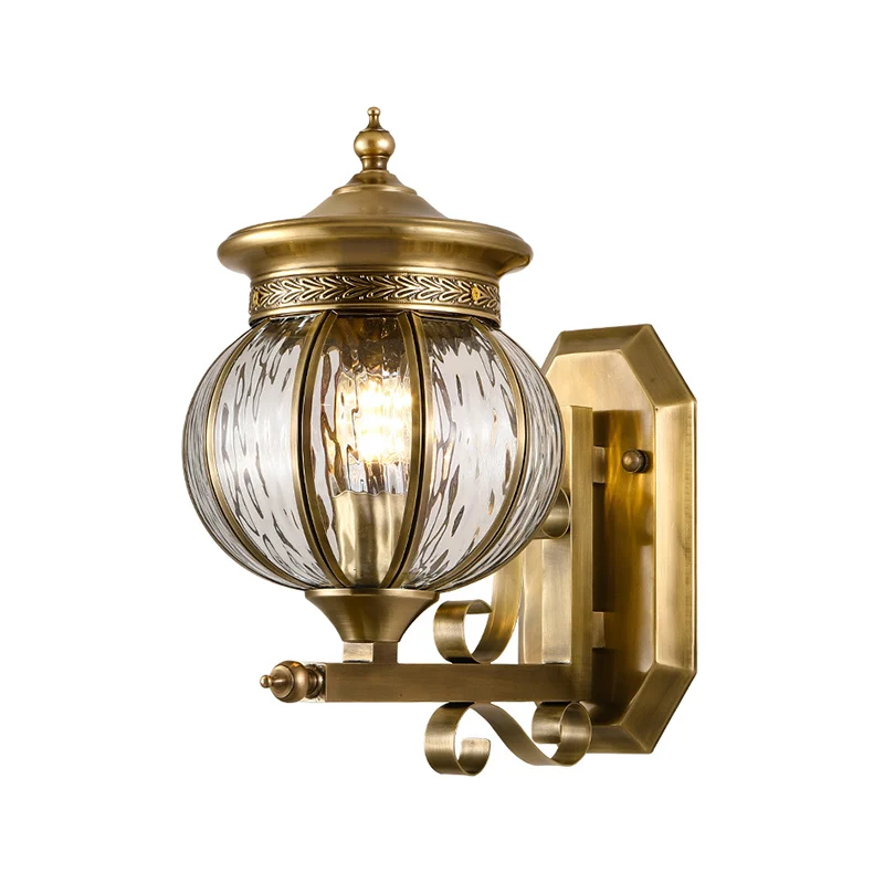 Metalen gouden schanslamp Global 1-kops traditionele wandmontagelamp voor veranda Clearhalo