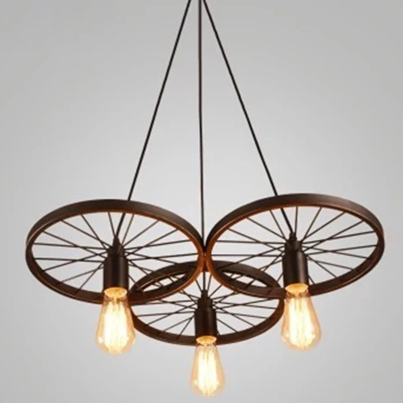 Metalen hangende hanglamp Vintage stijl zwarte wagenwiel koffieshop hanglamp Clearhalo